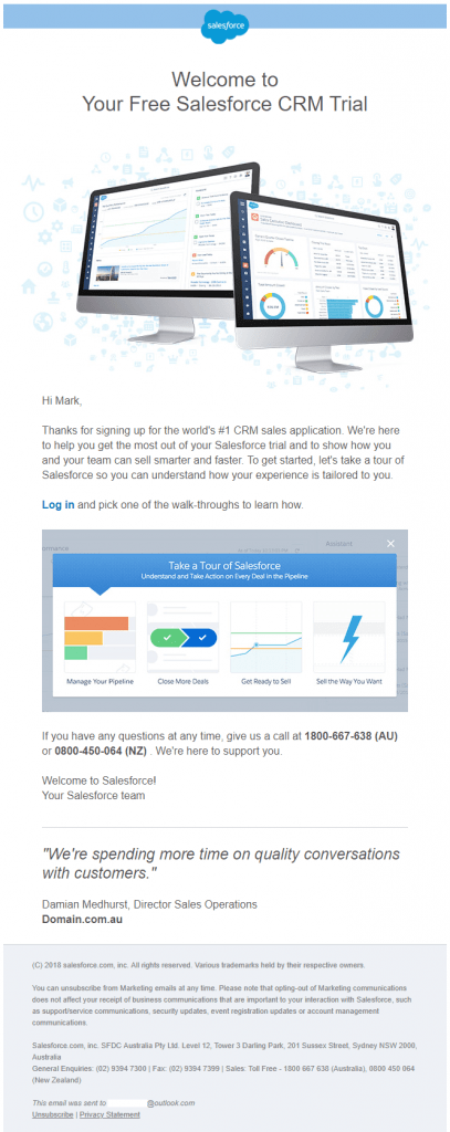 Salesforce Welcome Email